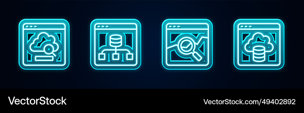 Set line cloud technology data transfer server Set line cloud technology data transfer server Vector Image