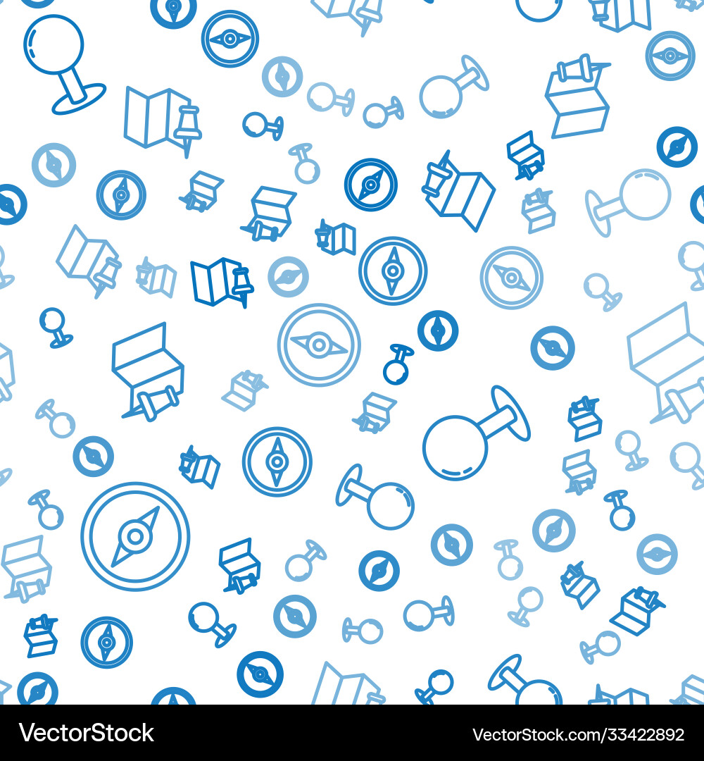 Set line compass push pin and folded map Set line compass push pin and folded map vector image