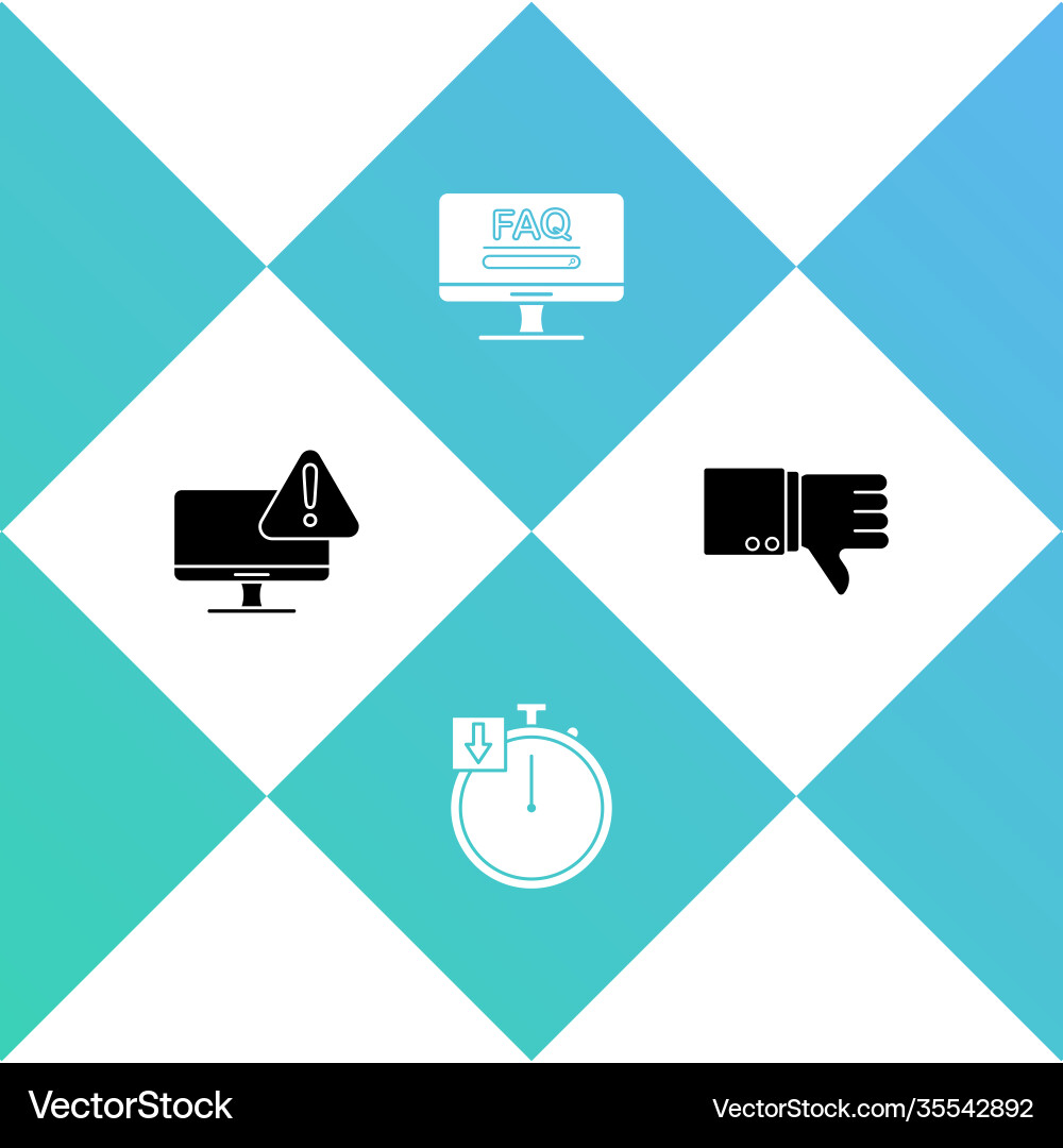 Set monitor with exclamation mark stopwatch faq Set monitor with exclamation mark stopwatch faq vector image