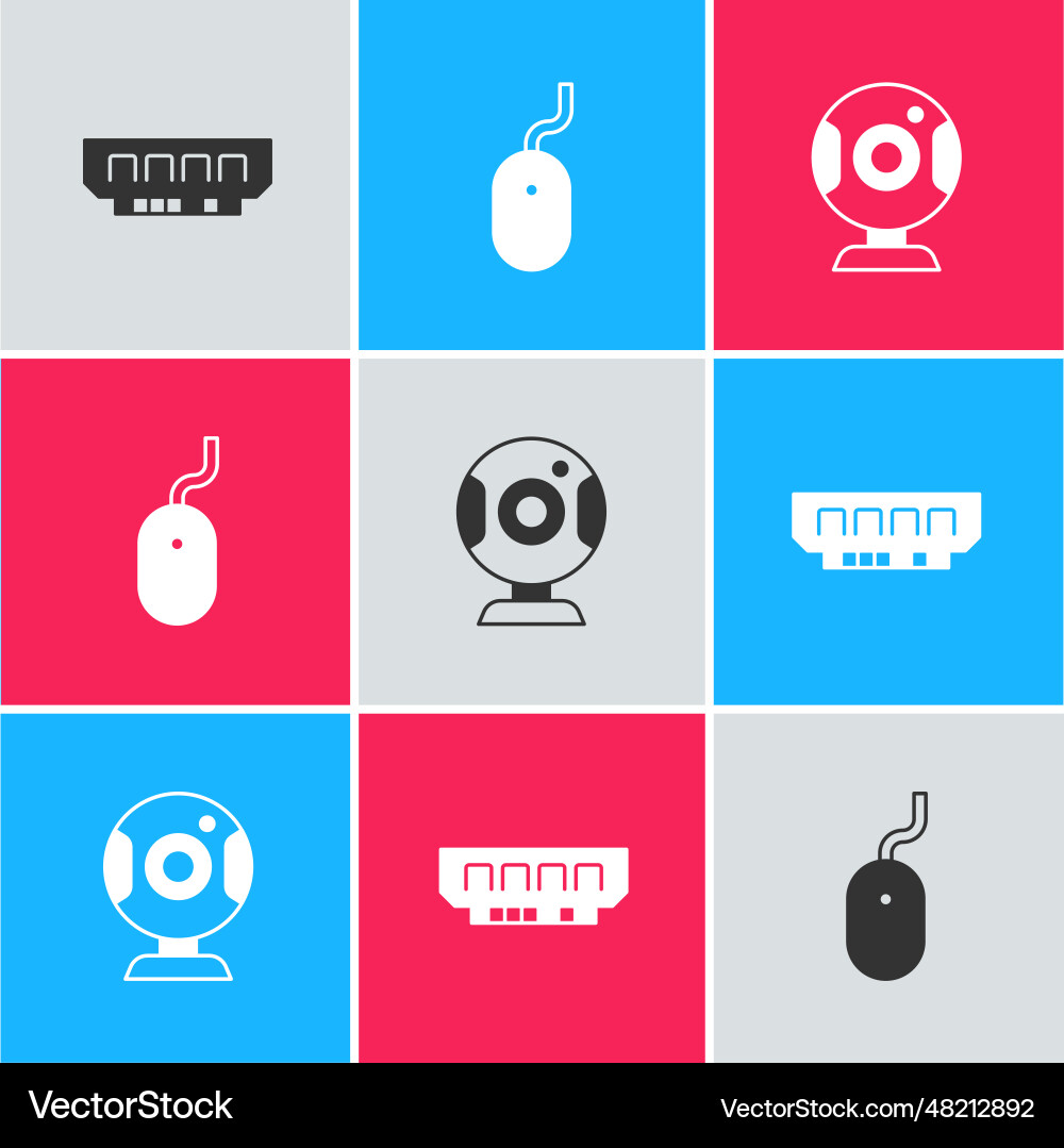 Set ram random access memory computer mouse Set ram random access memory computer mouse vector image