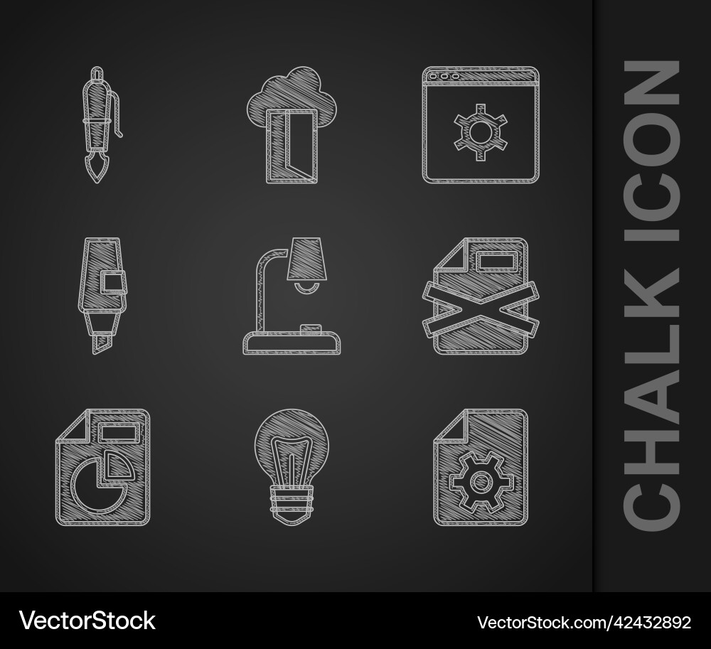 Set table lamp light bulb document settings Set table lamp light bulb document settings vector image