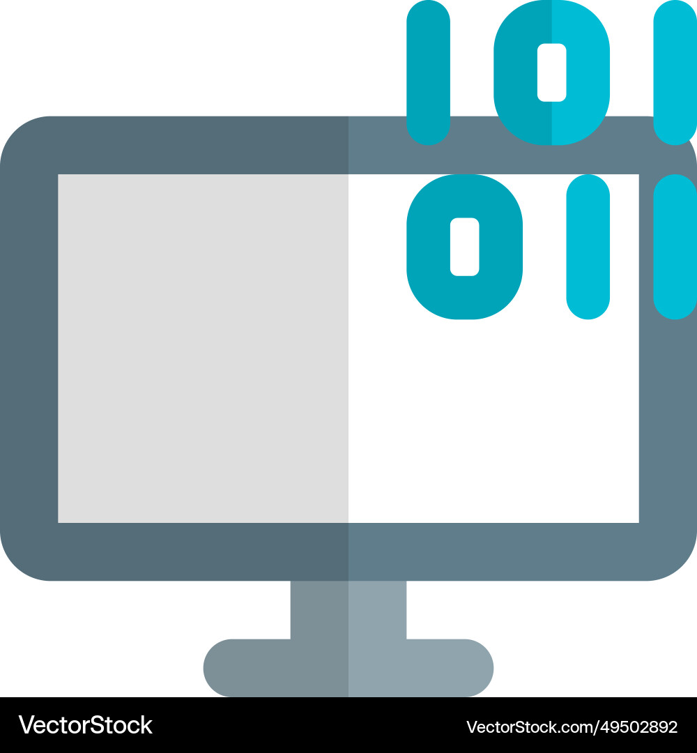 Showing data in binary format on monitor Vector Image