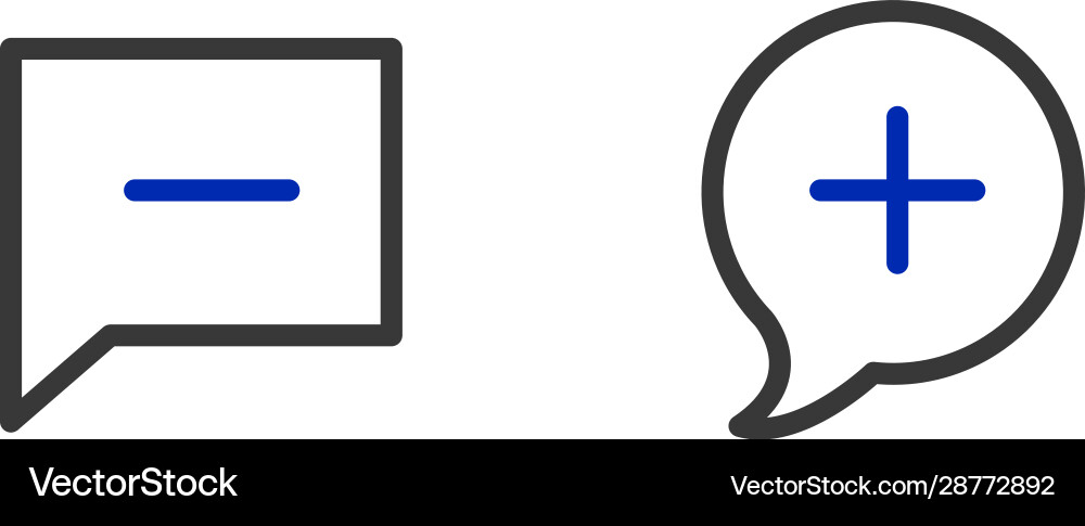 Speech bubbles icon with plus and mines stock Speech bubbles icon with plus and mines stock vector image