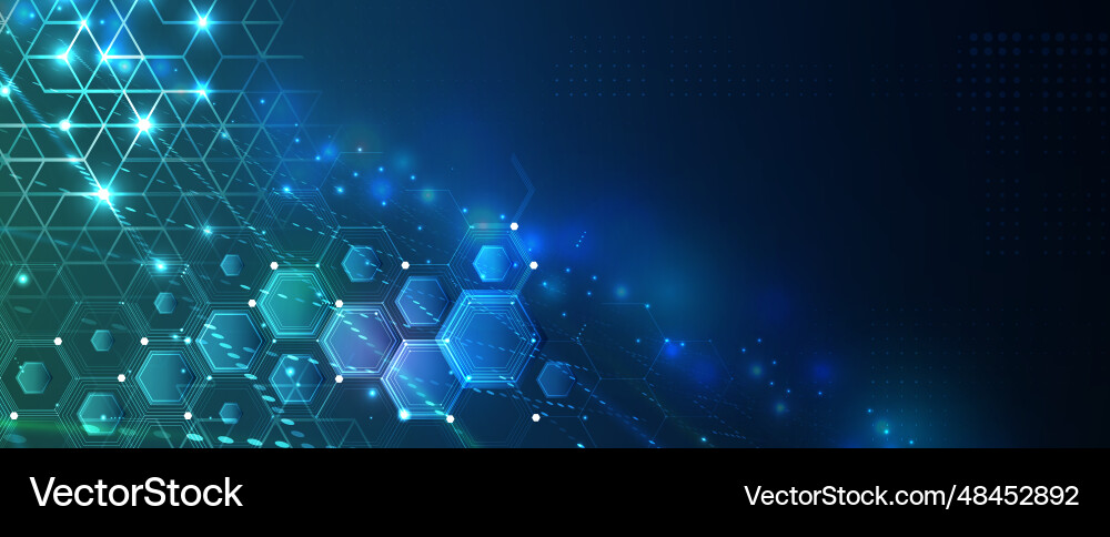 Technology banner design with hexagons abstract Technology banner design with hexagons abstract Vector Image