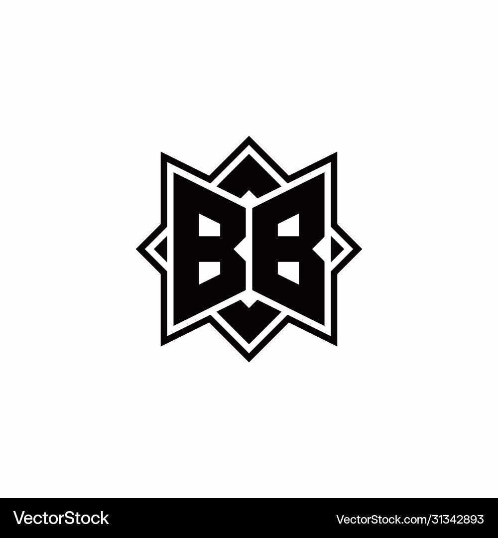 Bb monogram logo with square rotate style outline Bb monogram logo with square rotate style outline vector image