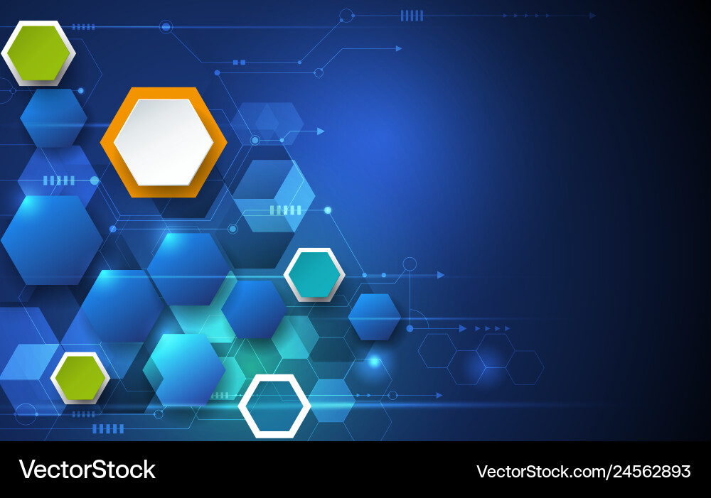 Circuit Board & Hexagon Tech Background vector image