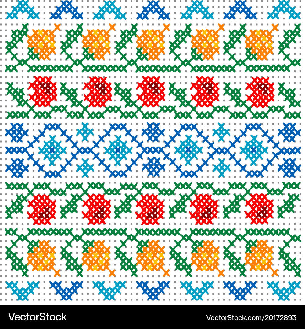 Cross stitch pattern for clothing with elements Vector Image