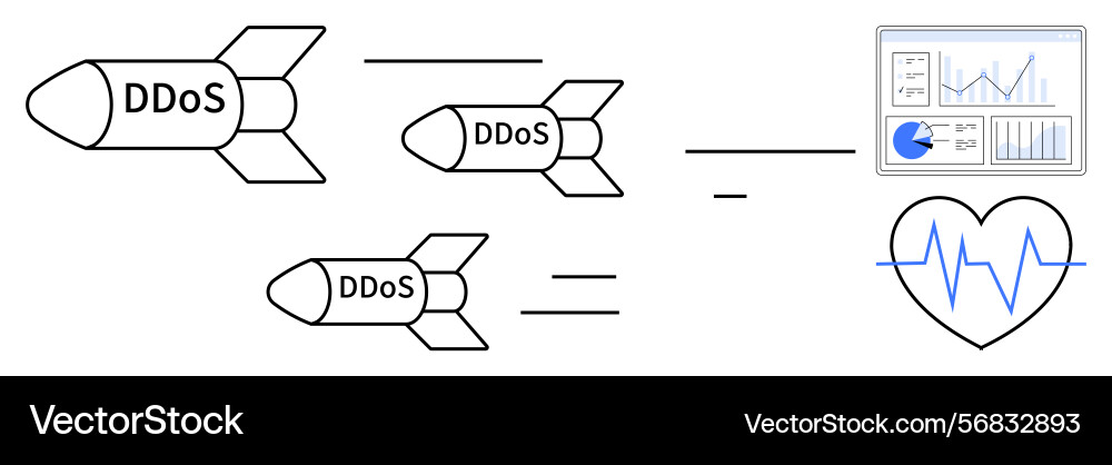 Ddos attacks targeting data systems and impacting Ddos attacks targeting data systems and impacting vector image