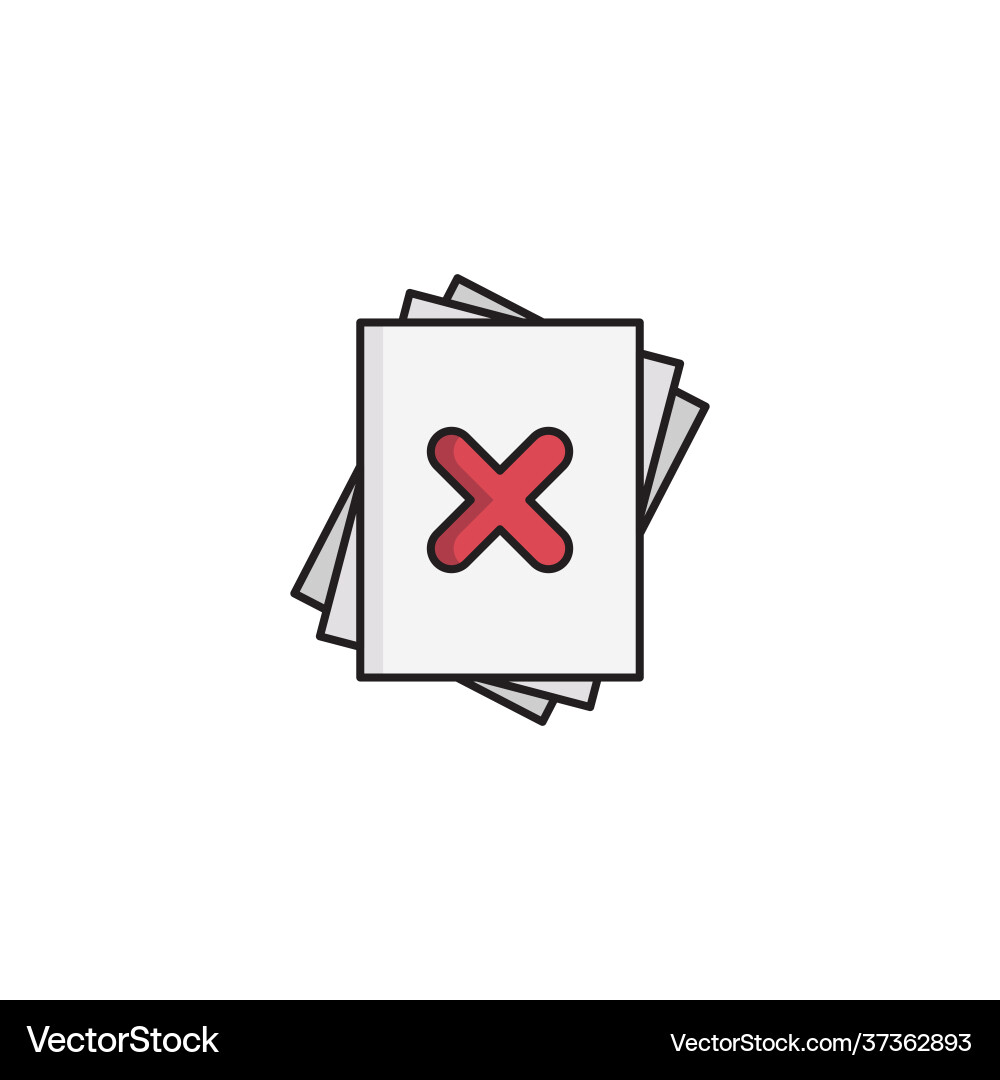 Delete file document icon isolated on white Delete file document icon isolated on white vector image