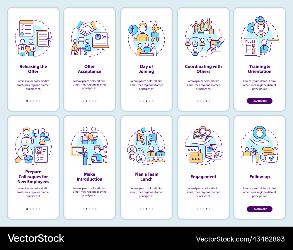 Developing employee integration onboarding mobile Developing employee integration onboarding mobile Vector Image