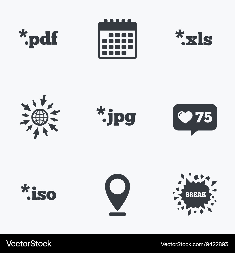 Document signs file extensions symbols Vector Image