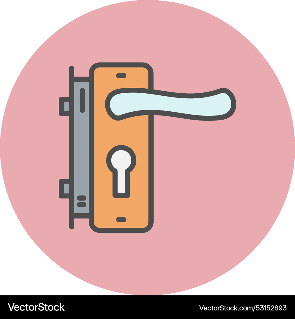 Door handle and lock line filled circle icon vector image