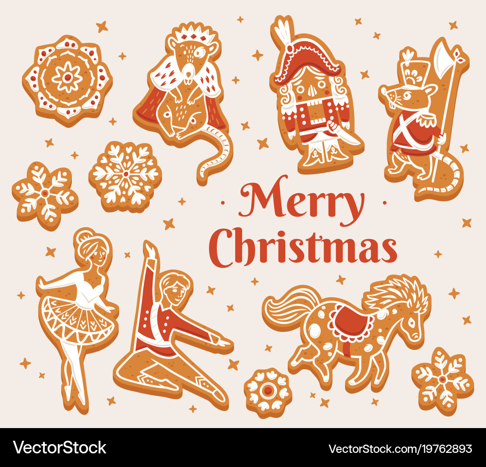 Frohe Weihnachten Grußkarte mit Ingwerbread Vektorbild