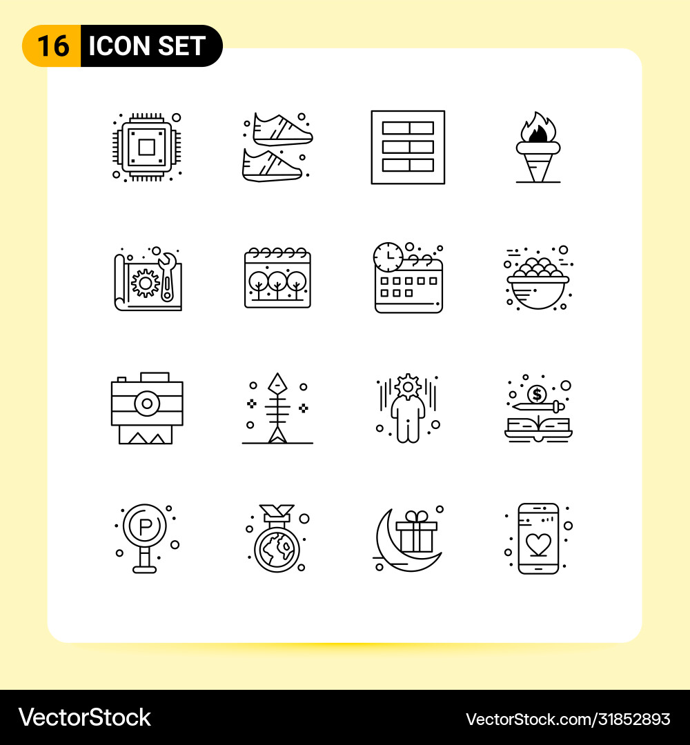Group 16 modern outlines set for architecture Vector Image