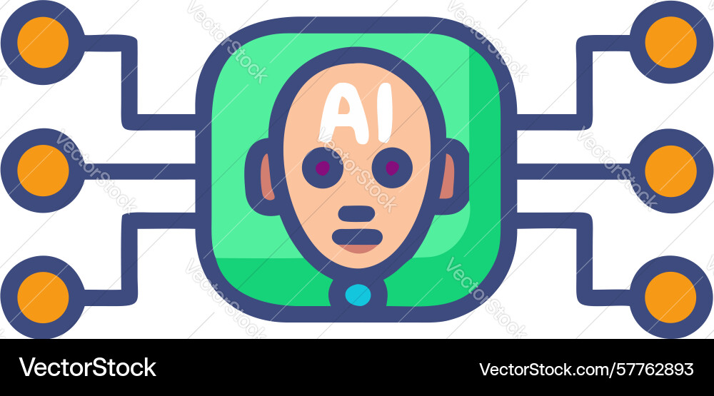Human head with circuit connections ai and neural Vector Image