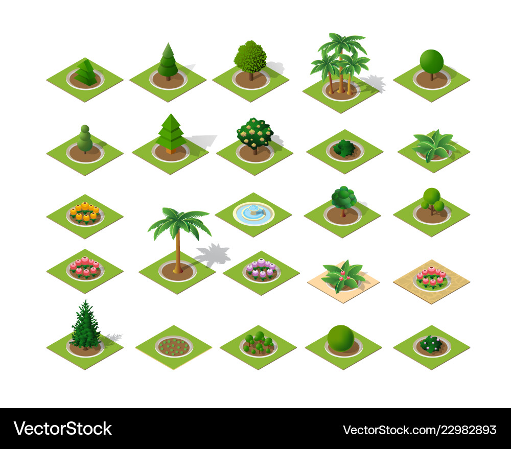 Isometric Natural Landscape Elements vector image