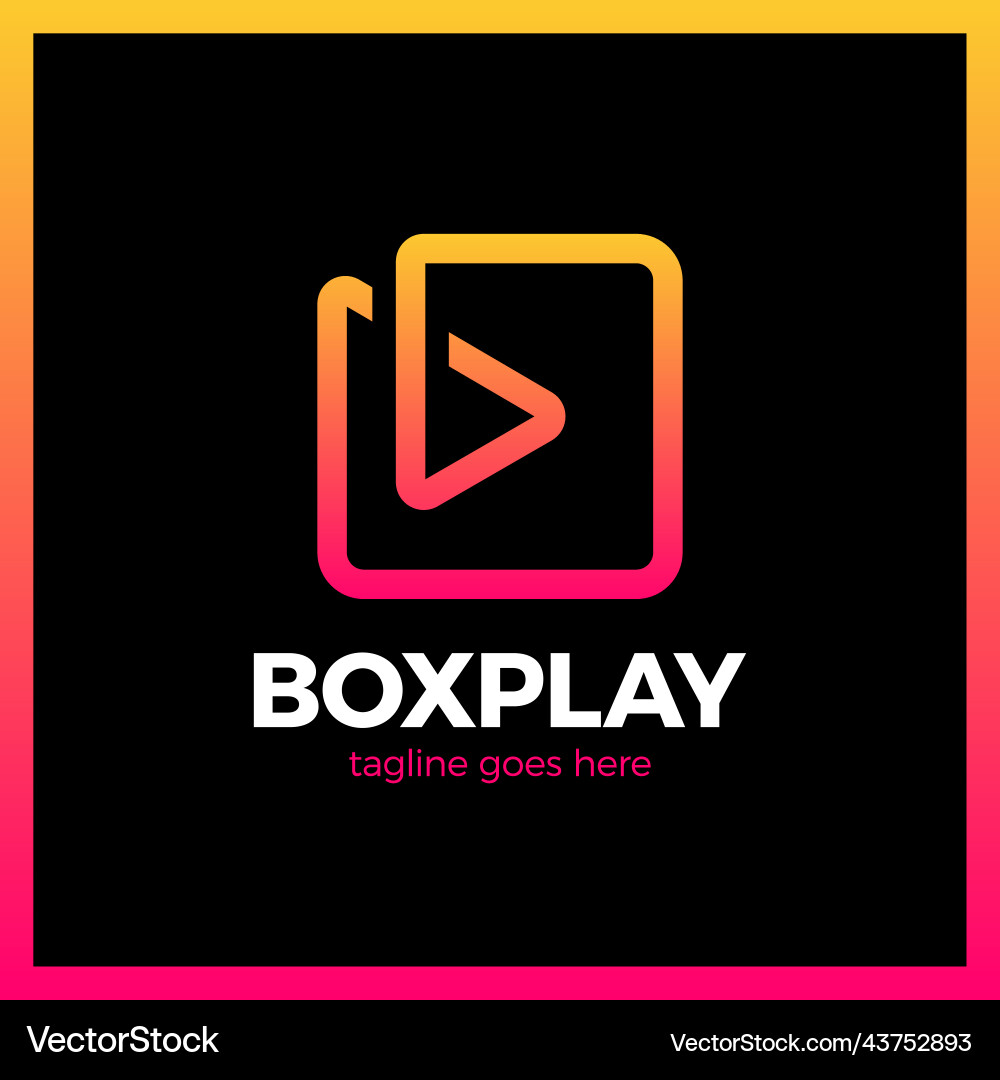 Line play square symbol box media triangle vector image
