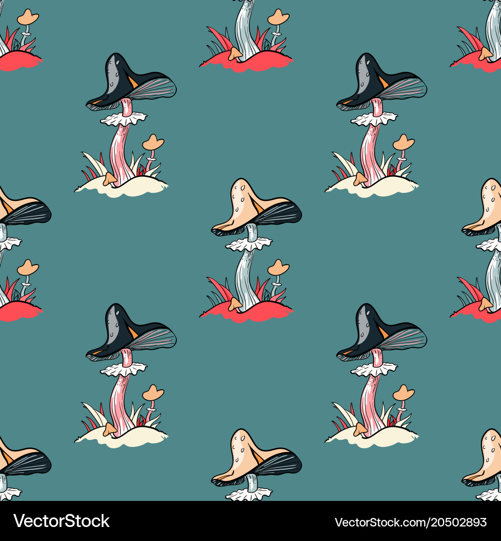 Magic mushroom seamless pattern Vector Image