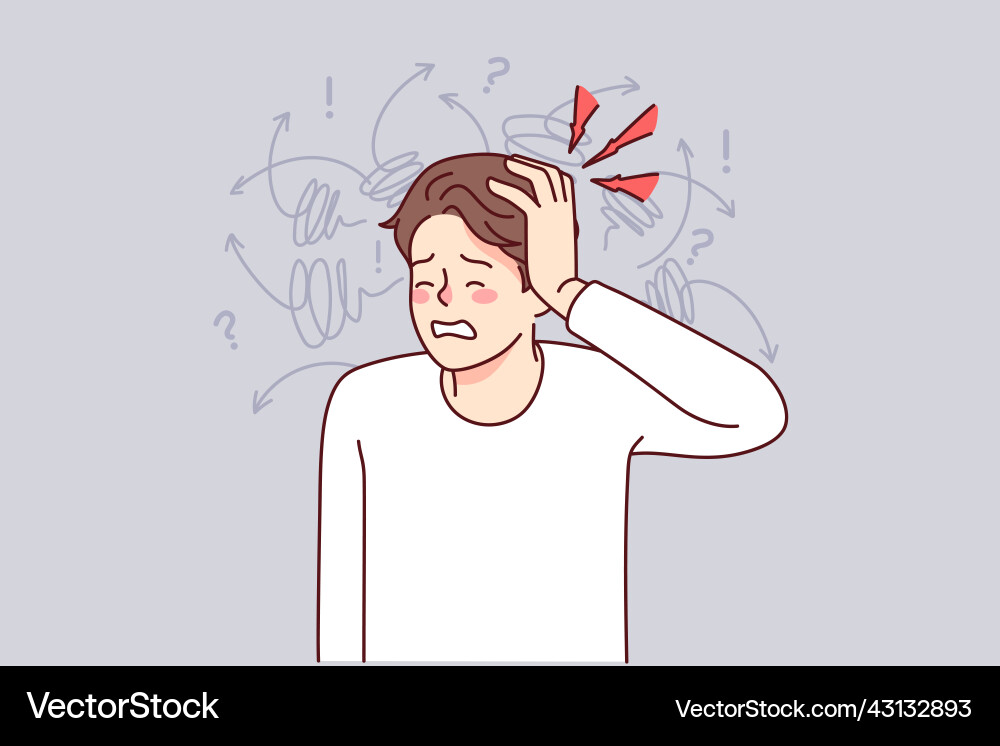 Man Suffering from Headache Vector Image