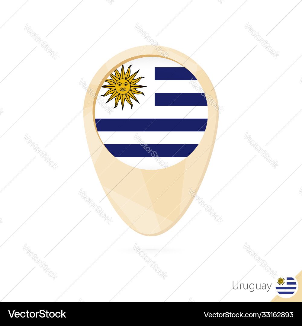 Map pointer with flag uruguay orange abstract Vector Image
