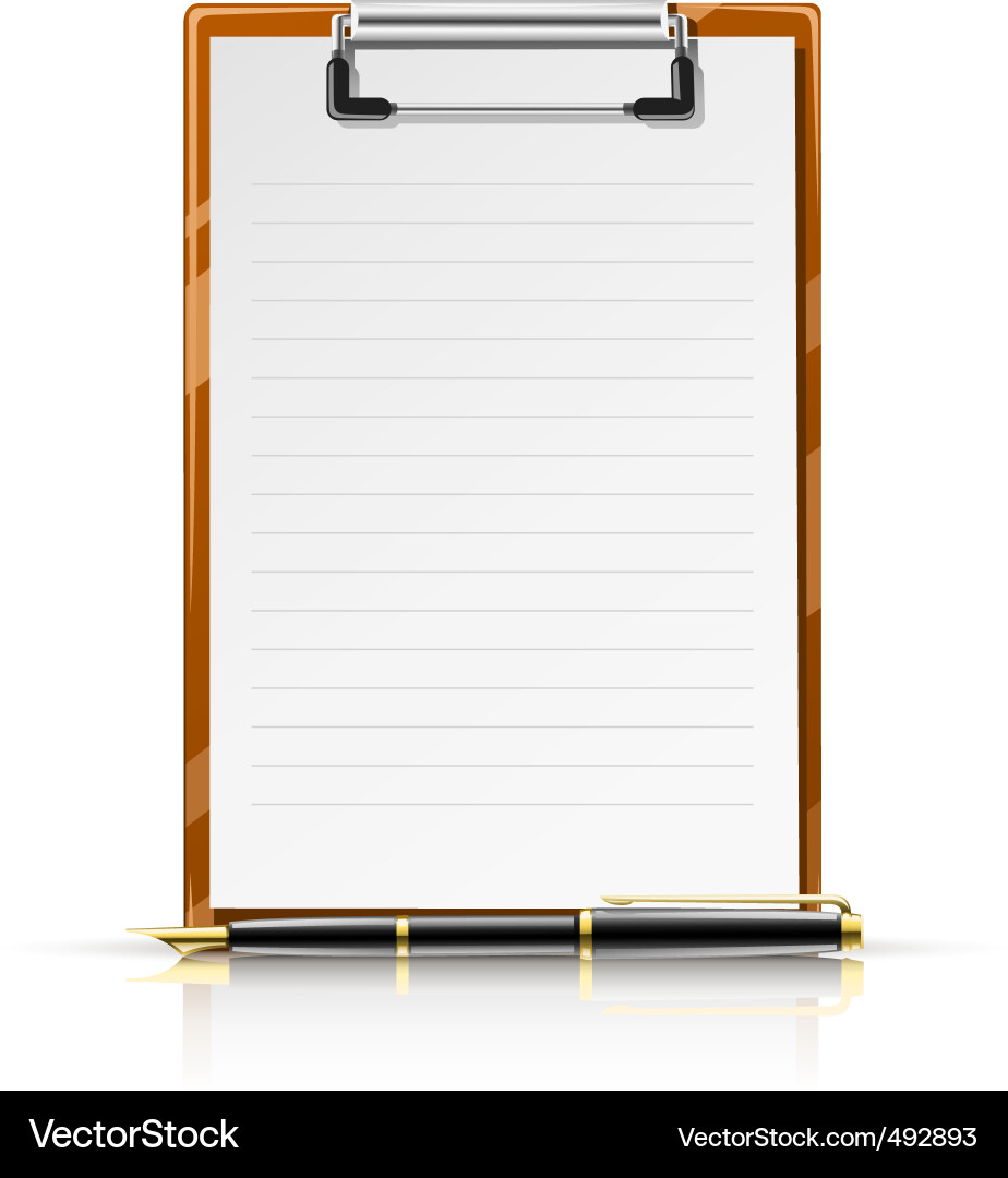 Office Notepad with Pen vector image