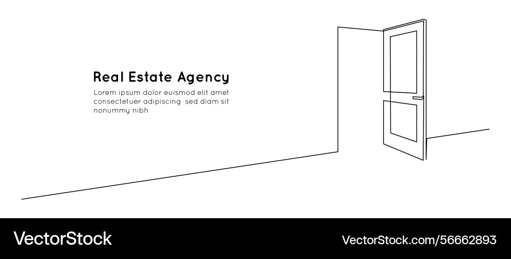 Opened door in one continuous line drawing front Opened door in one continuous line drawing front vector image