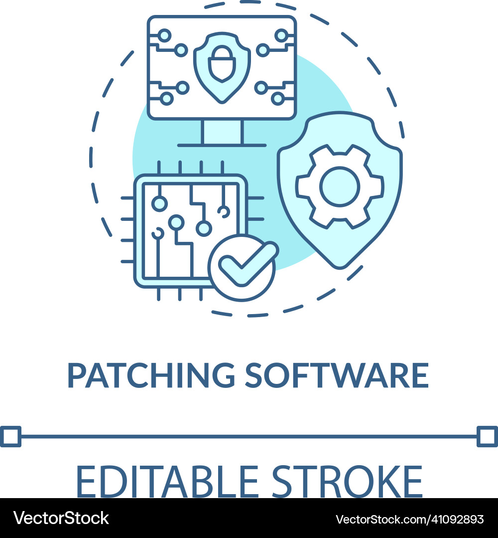 Patching software turquoise concept icon Patching software turquoise concept icon vector image