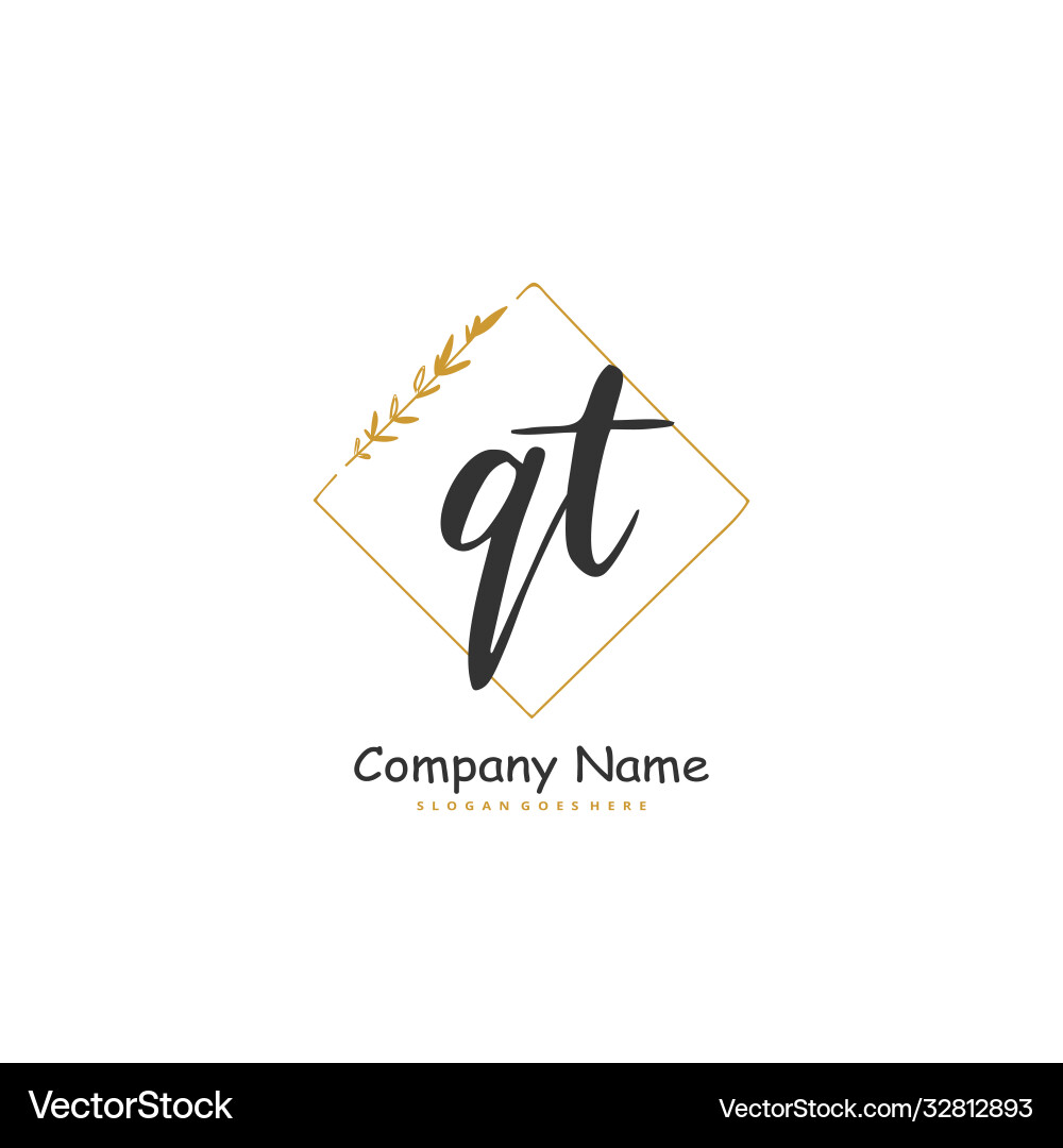 Q t qt initial handwriting and signature logo Vector Image