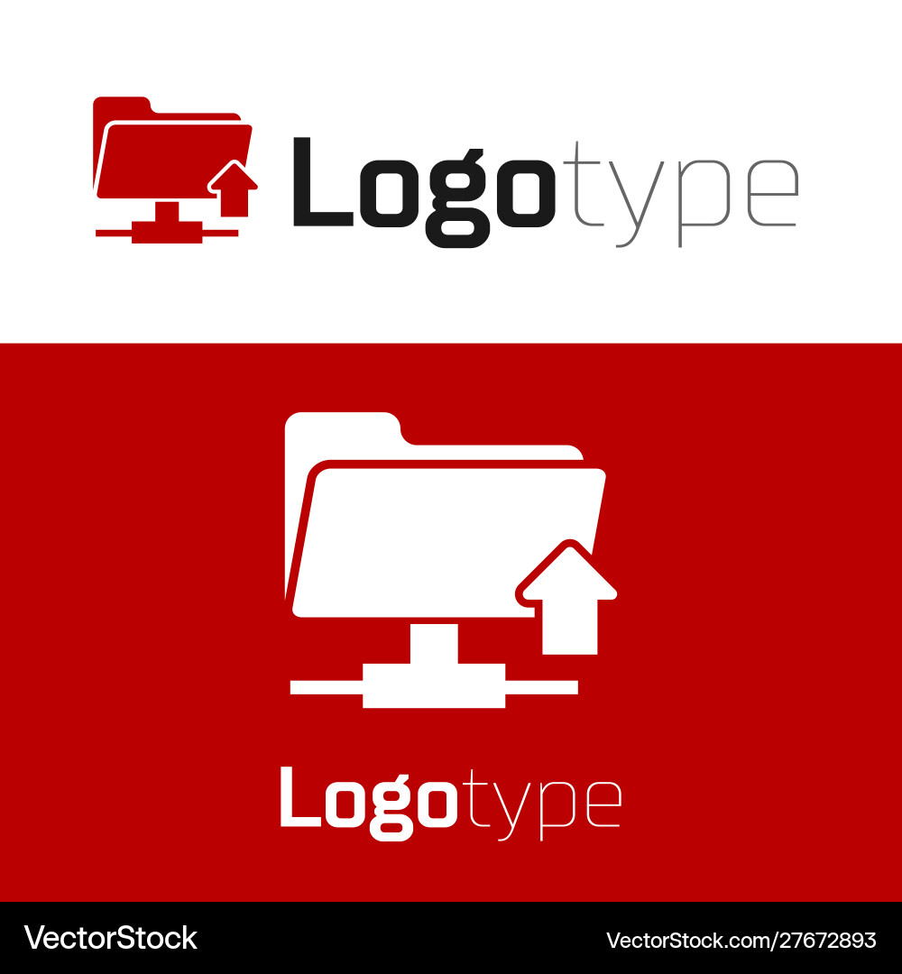 Red ftp folder upload icon isolated on white Red ftp folder upload icon isolated on white vector image