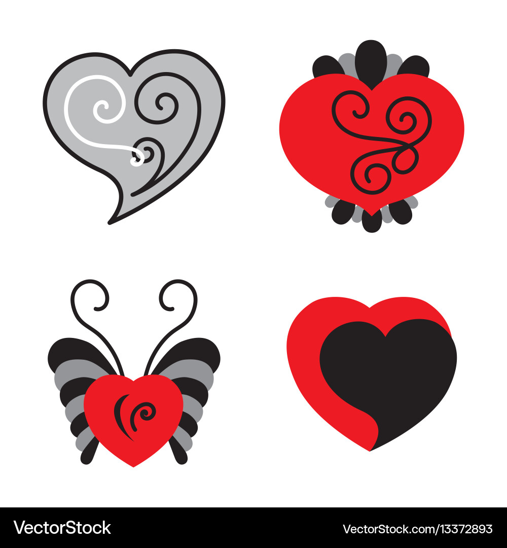 Set of different shaped heart icons Set of different shaped heart icons vector image