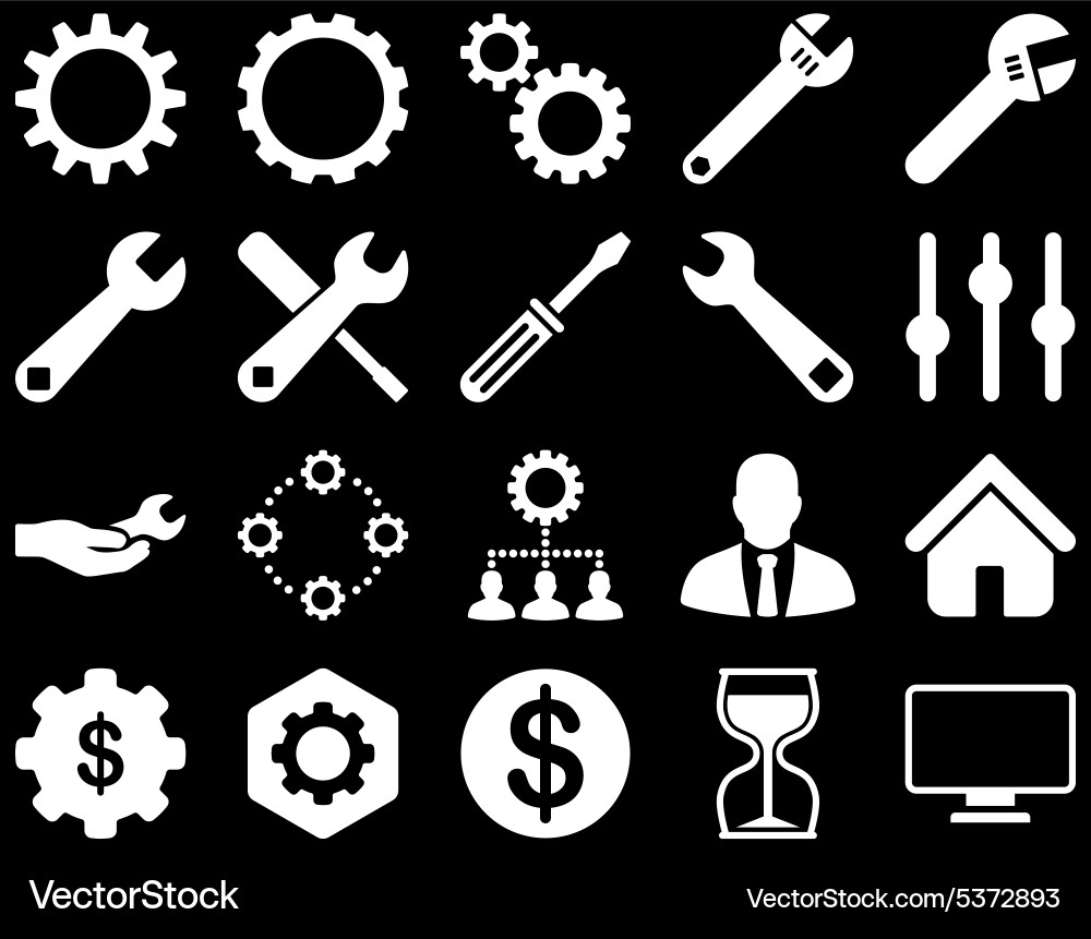 Settings and tools icons vector image