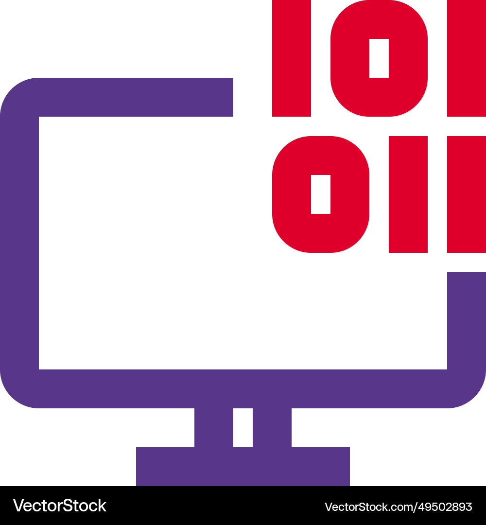 Showing data in binary format on monitor Vector Image