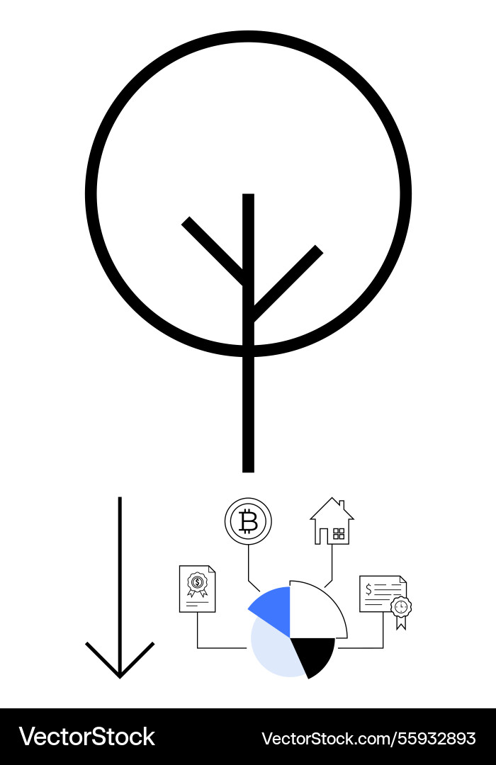 Simple tree diagram connecting to data analytics Simple tree diagram connecting to data analytics vector image