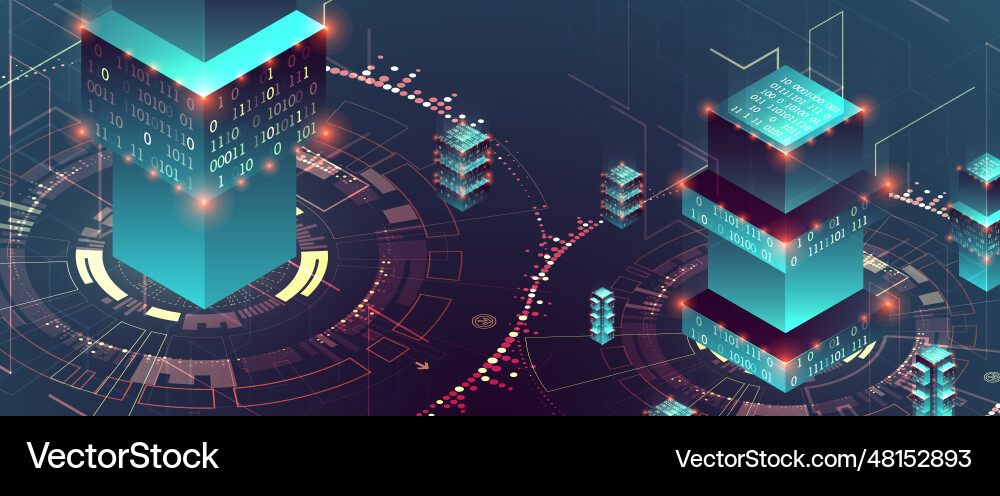 Smart city isometric big data concept database Smart city isometric big data concept database vector image