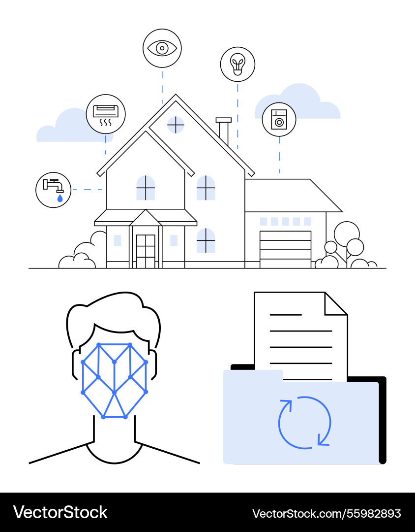 Smart home automation with facial recognition vector image