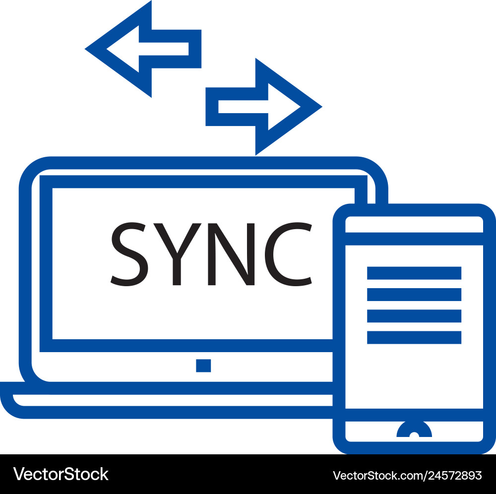Smartphone to computer sync line icon concept Smartphone to computer sync line icon concept vector image