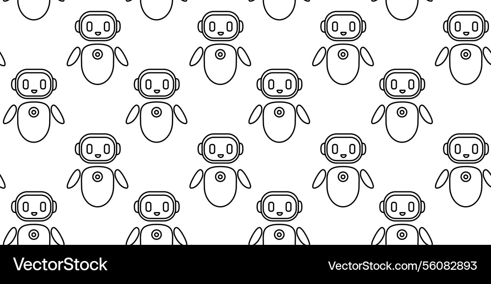 Unique pattern of cute robotic characters Vector Image