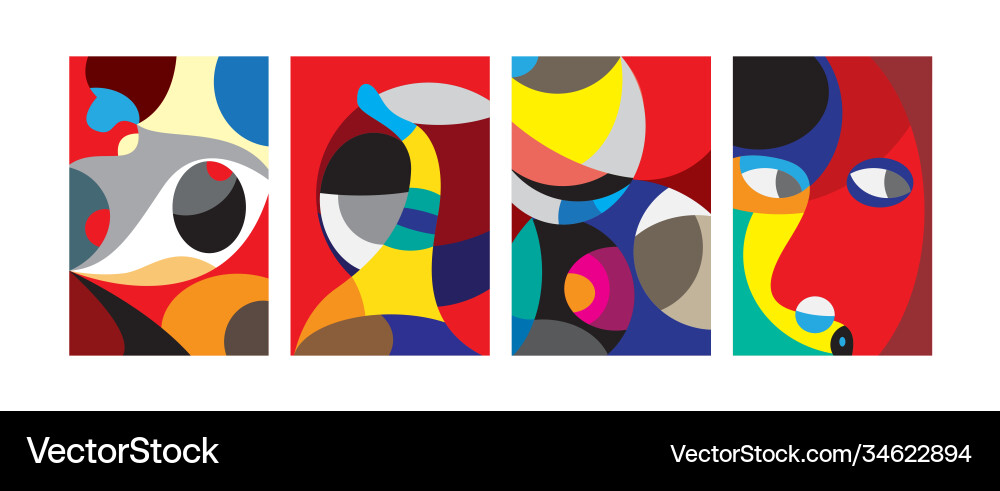 Abstract colorful geometric and curvy pattern Vector Image