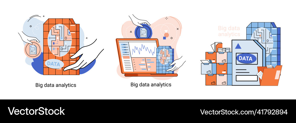Big data analytics process of analyzing complex Vector Image