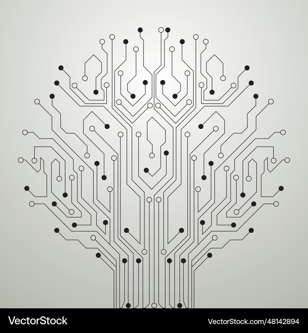 Circuit tree on gray background technology icon vector image