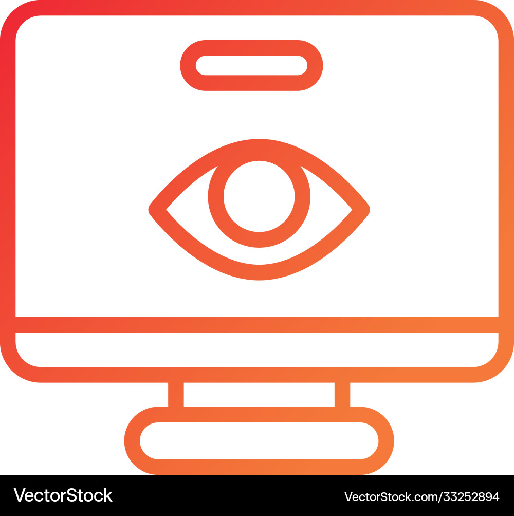 Desktop computer with eye gradient style icon vector image