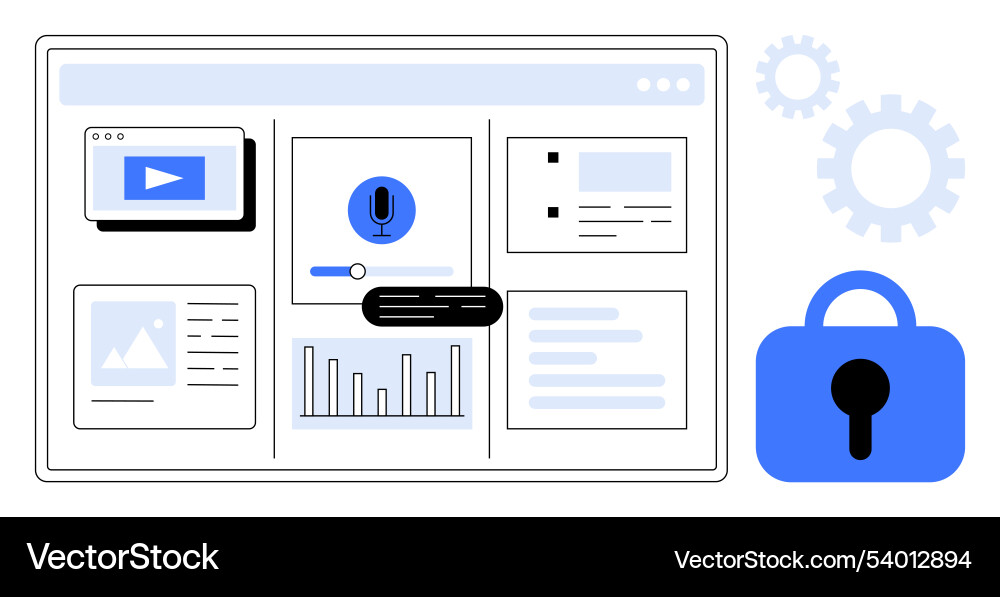 Digital workspace with media analytics Digital workspace with media analytics vector image