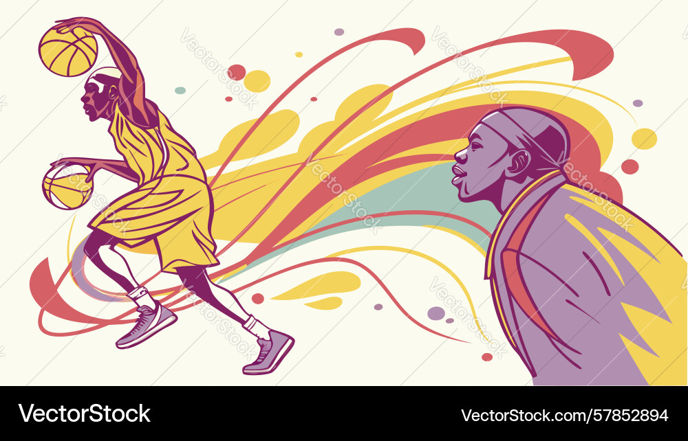 Dynamic basketball player abstract art design Vector Image