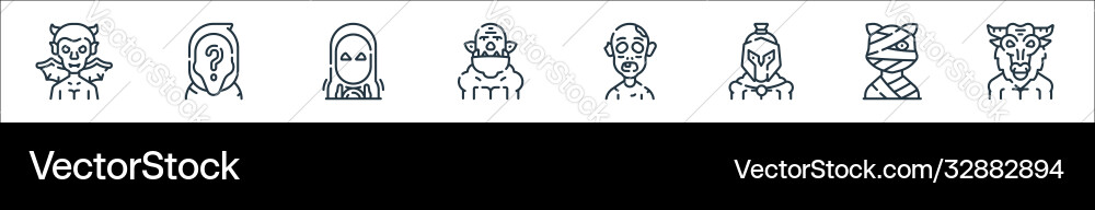 Fantastic characters line icons linear set Fantastic characters line icons linear set Vector Image