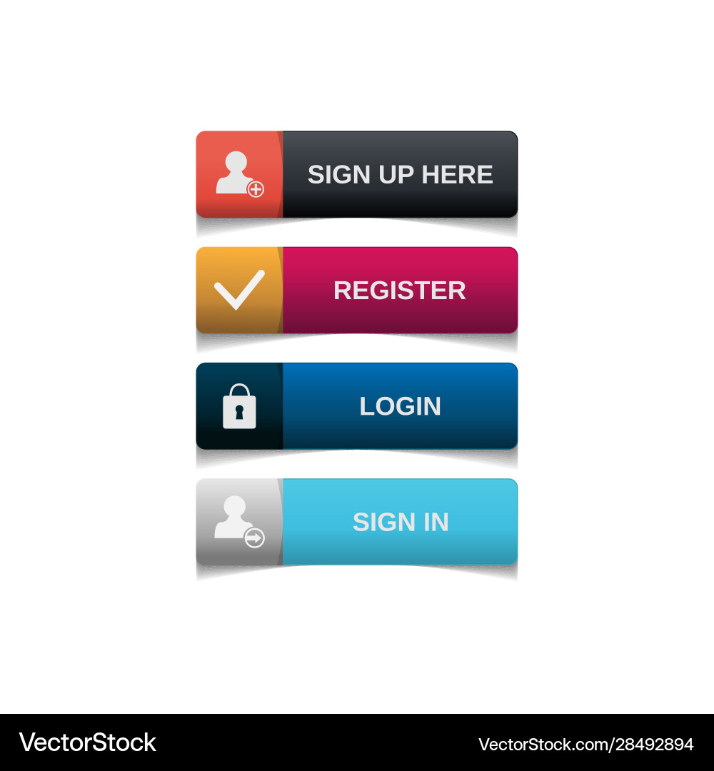Gradient buttons flat design set vector image