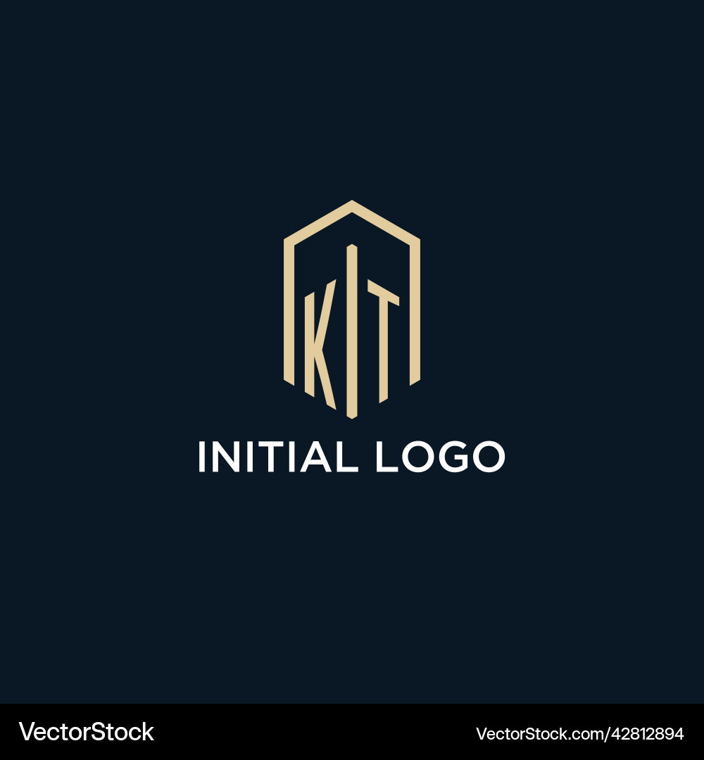 Kt initial monogram logo with hexagonal shape Vector Image
