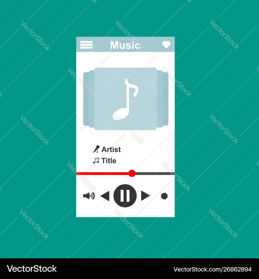 Media player application app template with flat Media player application app template with flat Vector Image
