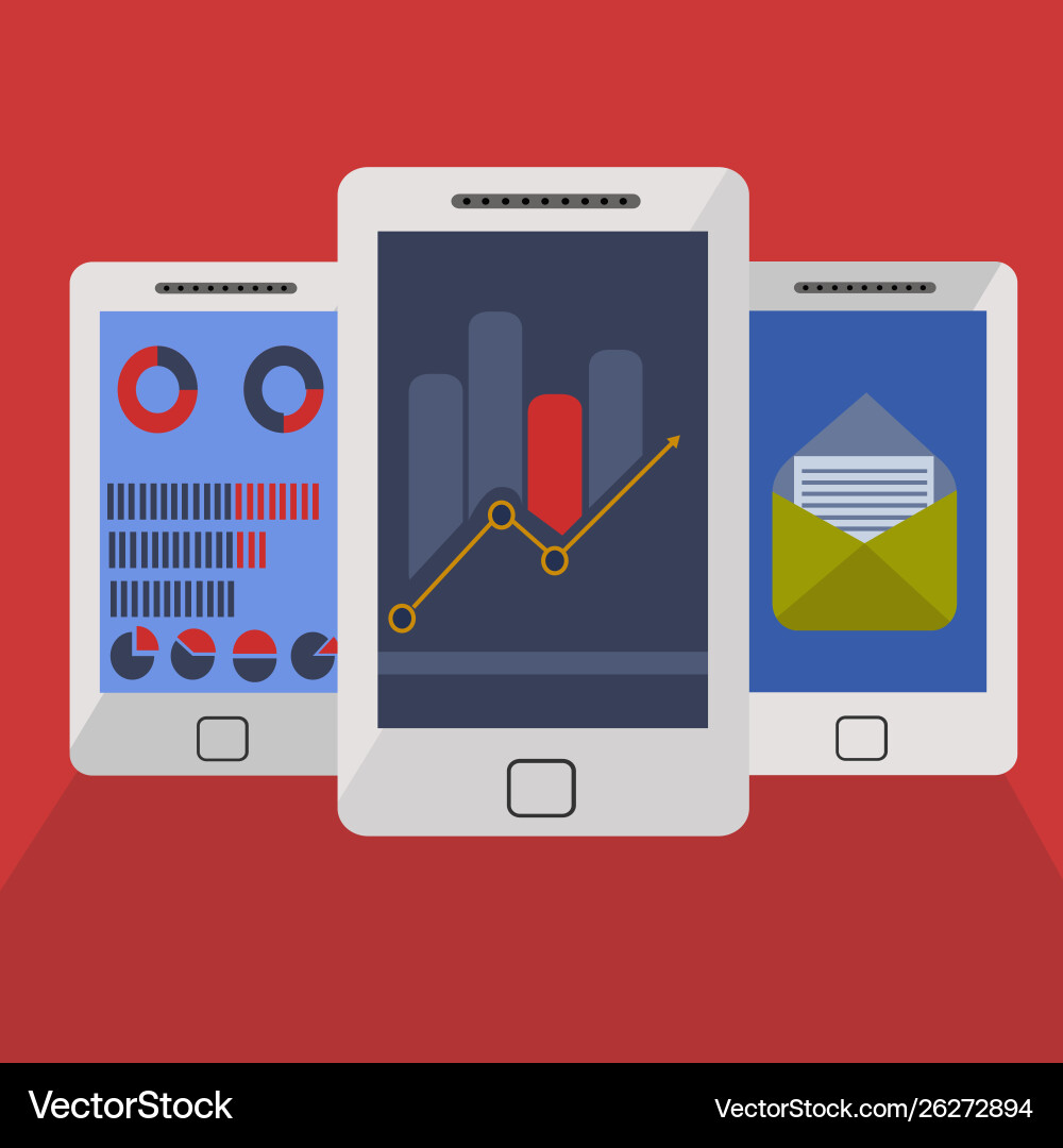On line trading signals and mail reports mobile On line trading signals and mail reports mobile Vector Image