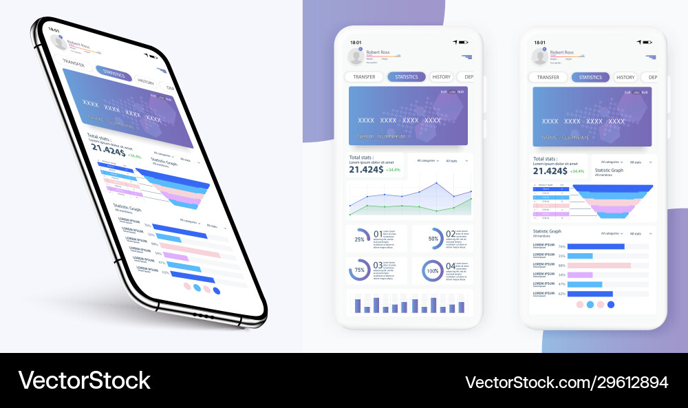 Online banking mobile apps ui ux gui set Vector Image