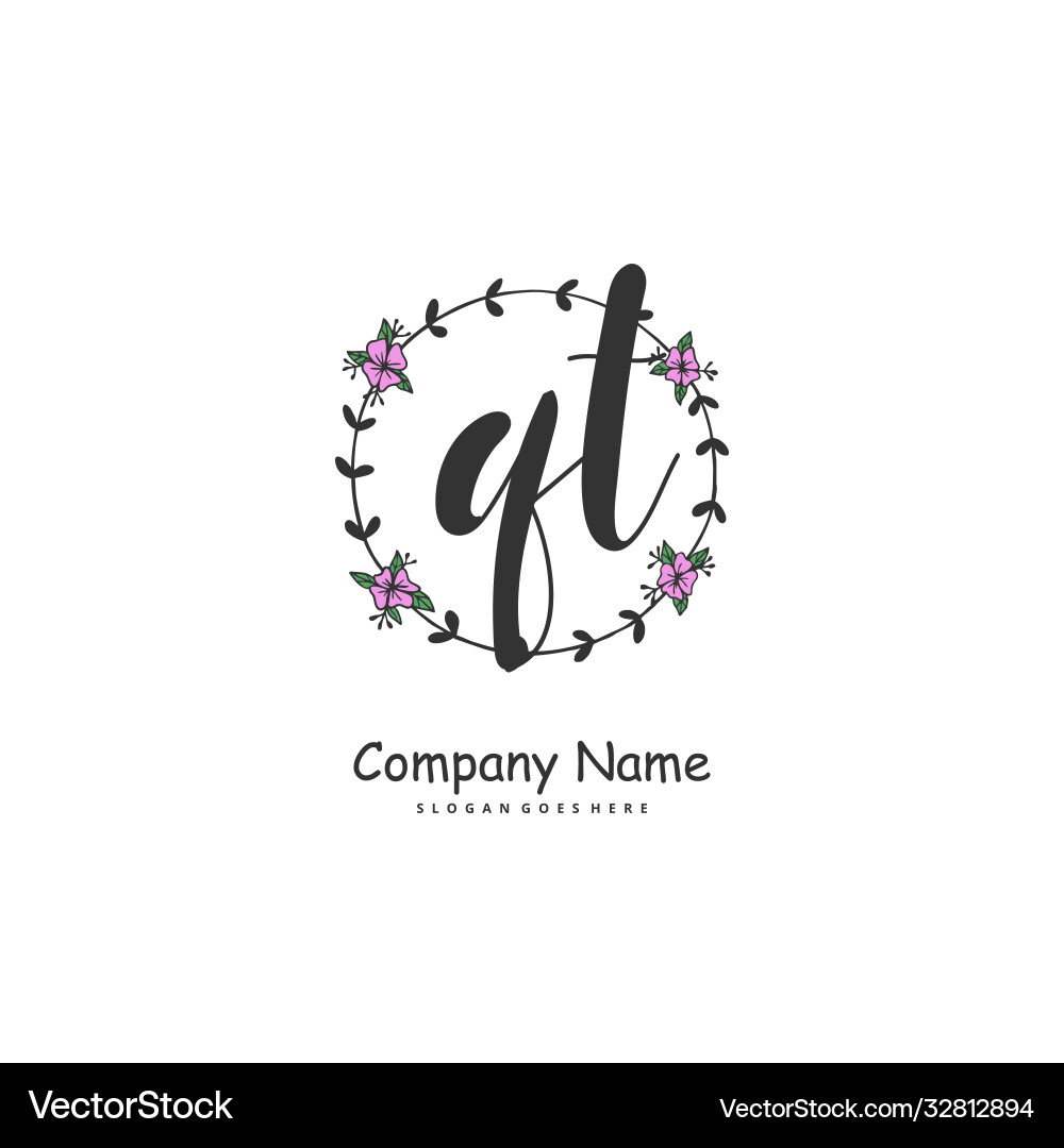 Q t qt initial handwriting and signature logo Vector Image